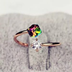 HP🌸Rose gold Multicolor Crystal Cube Ring